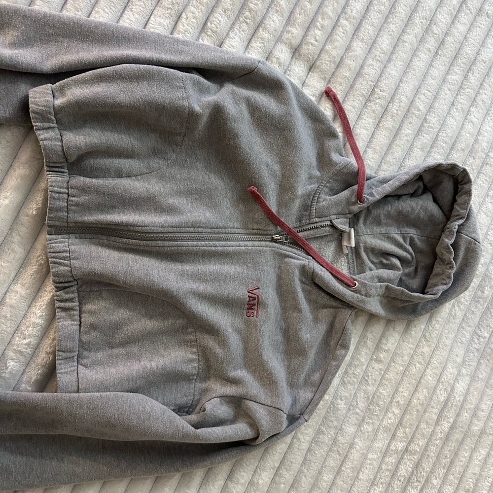 Vans Gray Hoodie with Red Accents